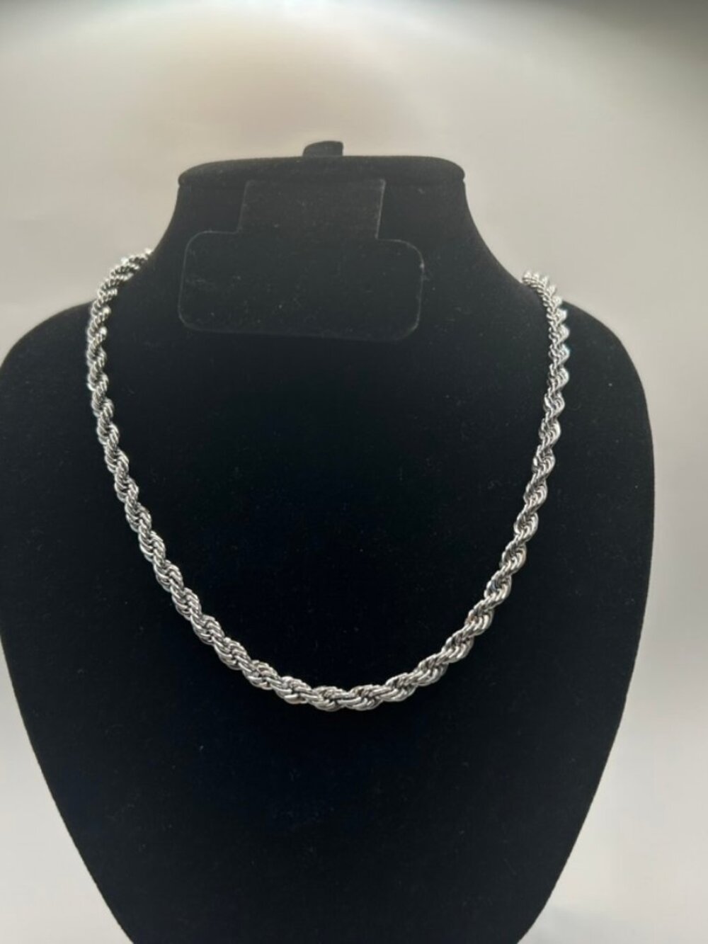 Real 925 Silver Rope Chain Plated Necklace 5mm 18 Inch Womens Cute Non Tarnish